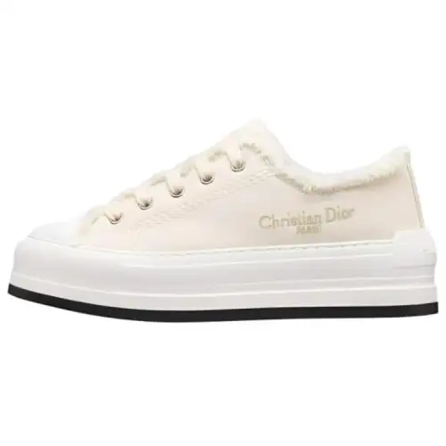 DIOR Walk'n'Dior Platform Shoes Leather Low top Skateboard Shoes Women's Beige