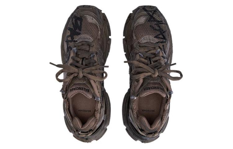 Мужские кроссовки Balenciaga Runner Graffiti (серо-коричневые) — фото 3