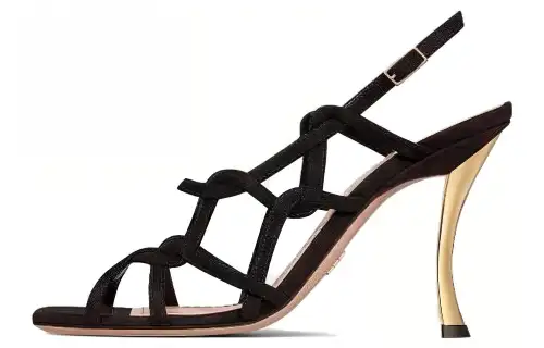 DIOR D Fame Suede One Strap Sandals 10cm Women's Black