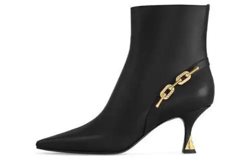 LOUIS VUITTON Sparkle Sheepskin Ankle Boots 6.5cm Women's Black