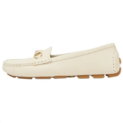 GUCCI Leather Loafers Women's White
