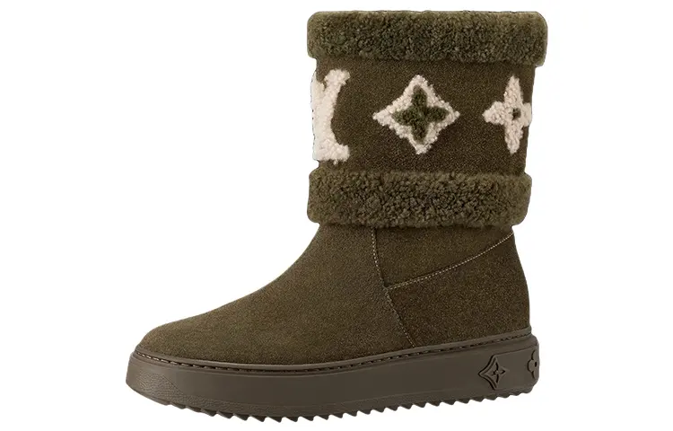 LOUIS VUITTON Snowdrop Abrasion Resistant Coverage Crew Snow Boots Women's Brown