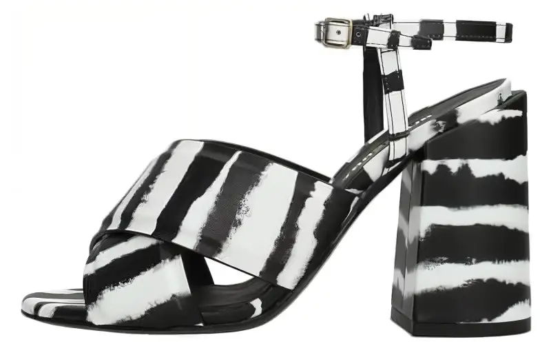Burberry Leather Stylish Sandal 10cm Women's Black White