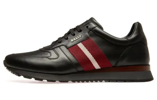 BALLY Bally Letter Lace Low-top Life Casual Shoes Men's Black Red