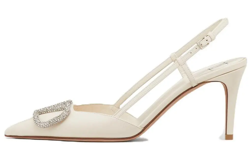 Valentino Leather Slim Heel High Heels Women's White