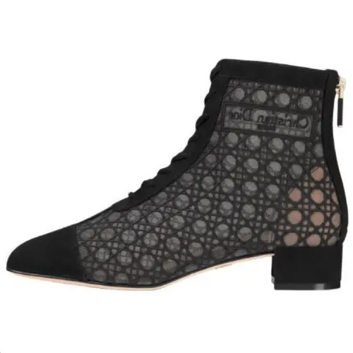 DIOR Naughtily D Cow Leather Ankle Boots 3cm Women's Black