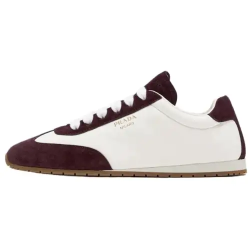 PRADA Leather, Suede Low top Casual Shoes Women's White Red