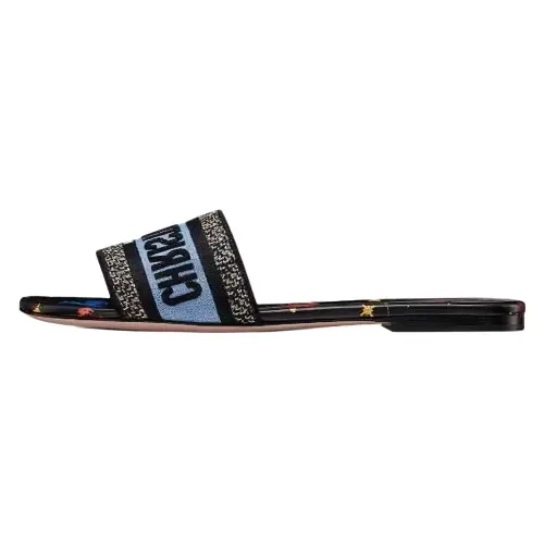 DIOR Dway Slide Sandals Black Multicolor Women's