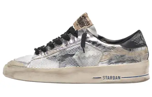 Golden Goose Stardan LTD Casual Shoes Women's Silver White Black Tail Distressed