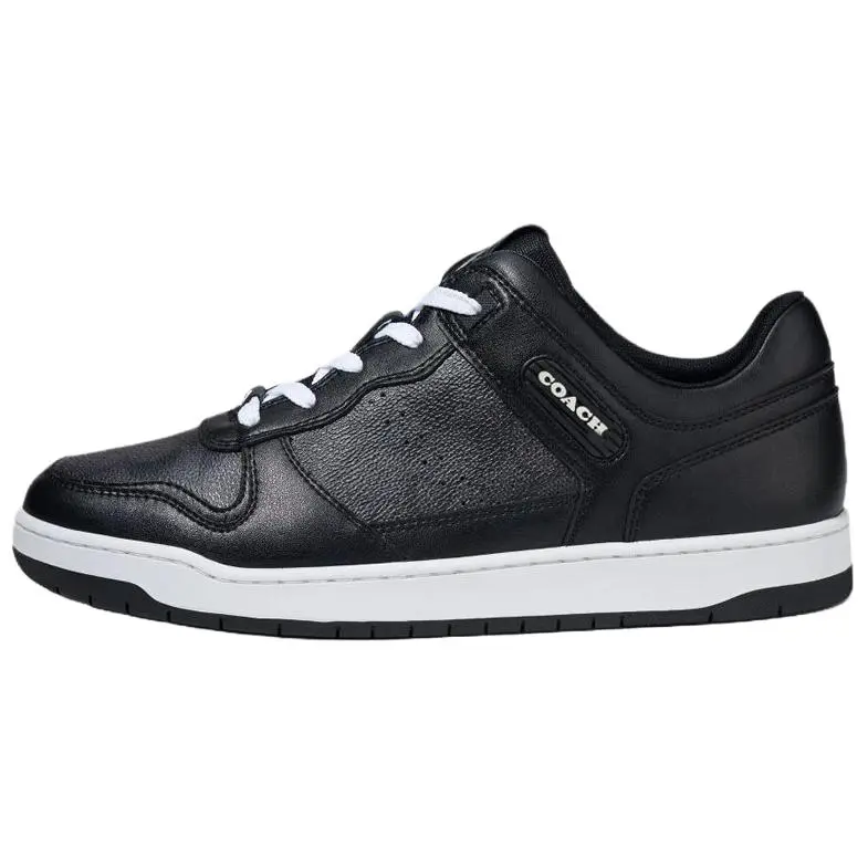 COACH Canvas Leather Stylish Skateboarding Shoes Men's Black
