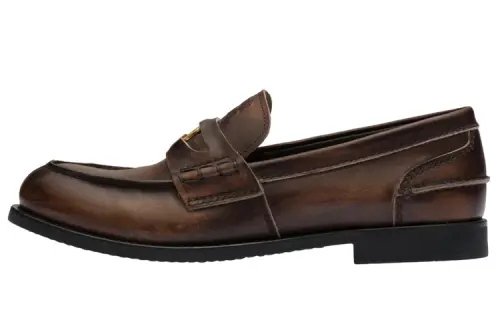 MIU MIU Logo-embossed Leather Penny Loafers