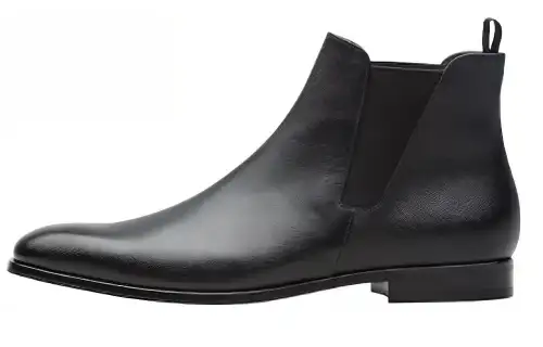 PRADA Saffiano Leather Ankle Length Chelsea Boots Men's Black