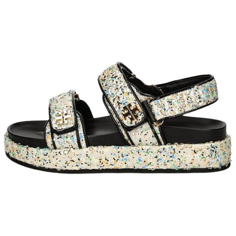TORY BURCH Kira round toe open toe strap sandals for women, off-white