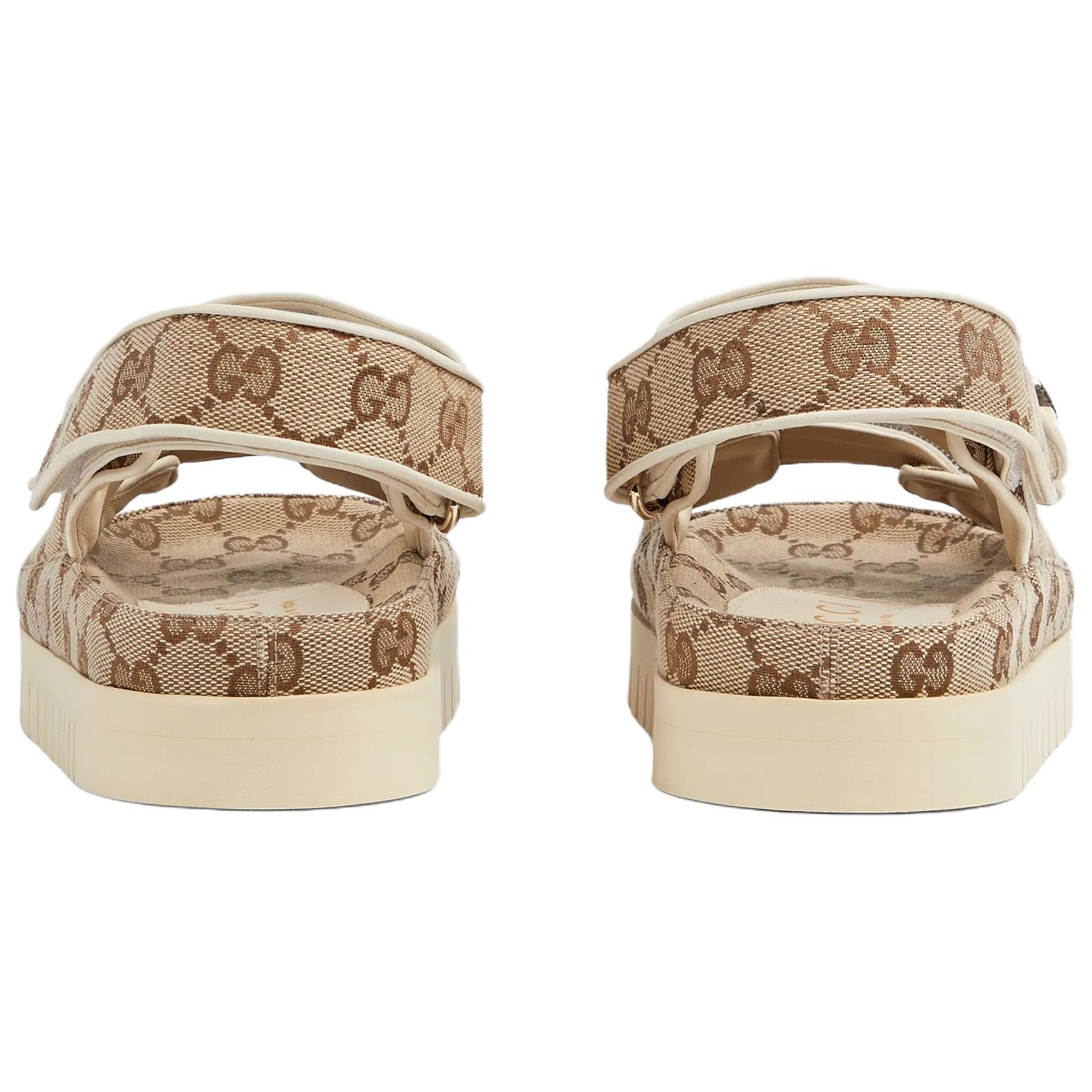GUCCI Double G One Strap Sandals Women's Dark Brown