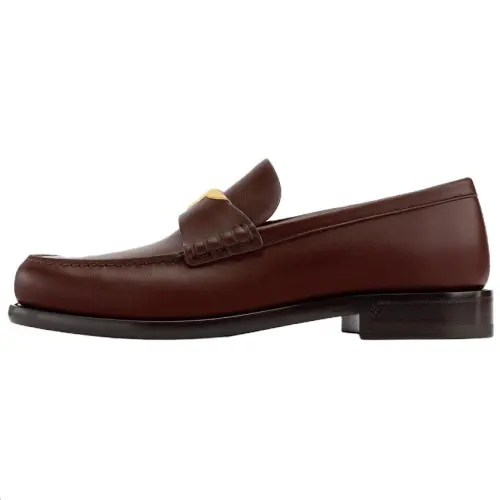 LOUIS VUITTON Oxford Calfskin Loafers Men's Brown