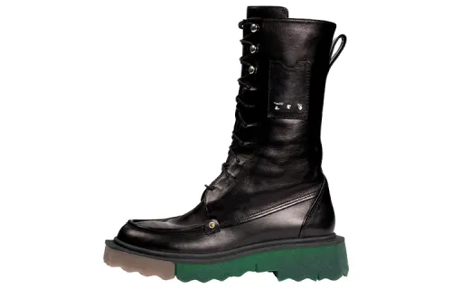 OFF WHITE Sponge Combat Boot Black Green Women's