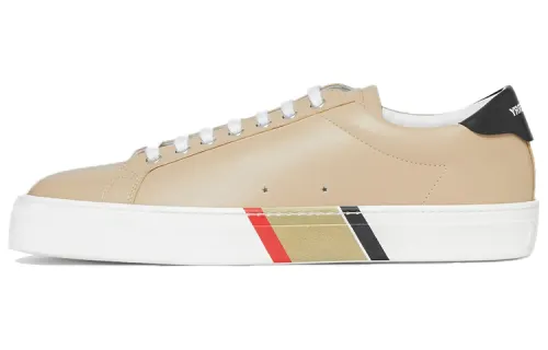 Burberry Cow Leather Low top Stylish Skateboarding Shoes Men's Beige
