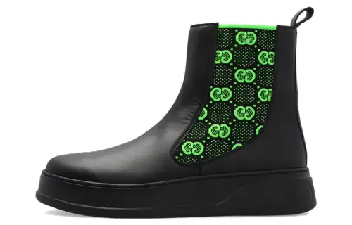 Gucci Boot 'GG Jersey - Black Neon Green'