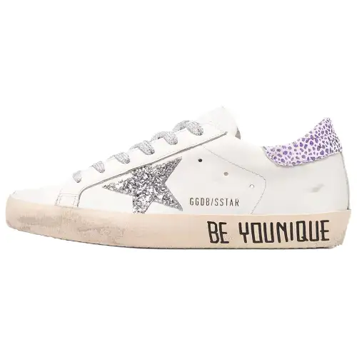 Golden Goose Super Star Canvas Low top Low top Stylish Skateboarding Shoes Women's White Purple Distressed