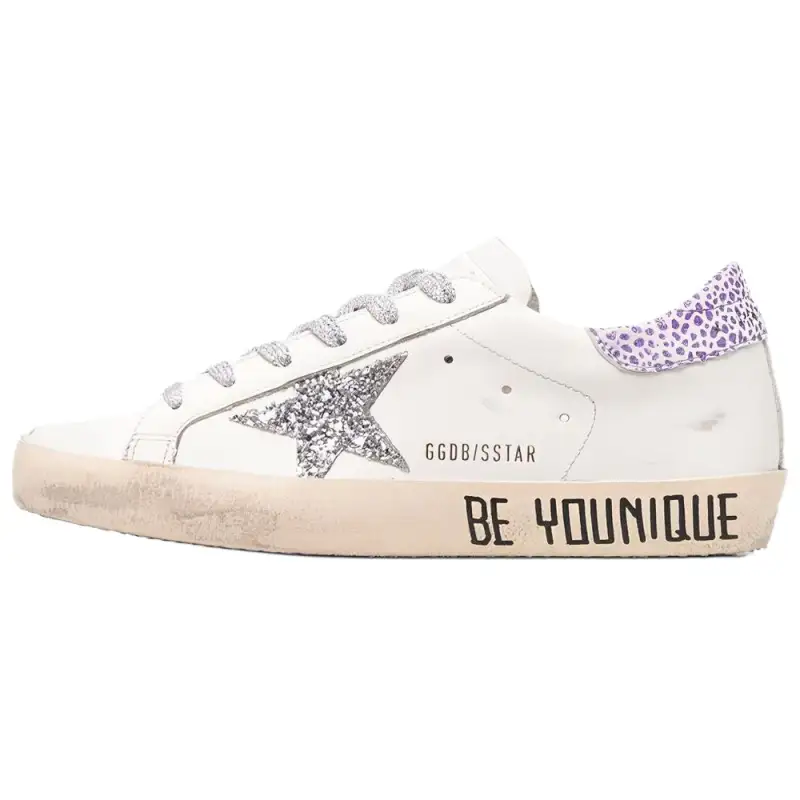Golden Goose Super Star Canvas Low top Low top Stylish Skateboarding Shoes Women's White Purple Distressed