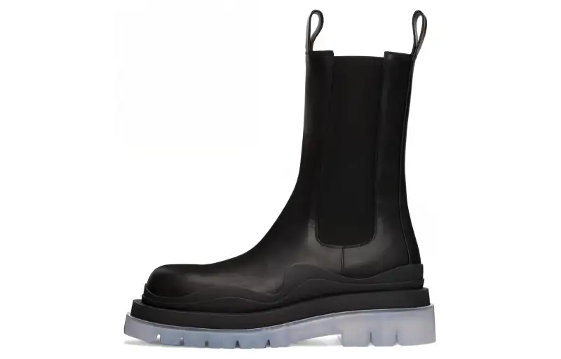 Bottega Veneta Tire Chelsea Short Chelsea Boots Men's Black