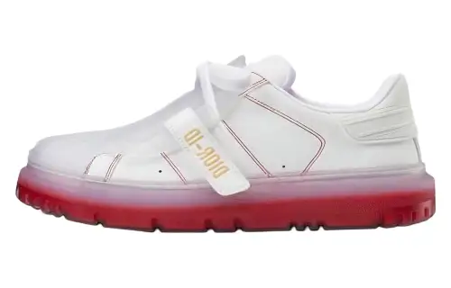 DIOR ID Shell Shoes Leather Low top Stylish Skateboarding Shoes Women's White Red