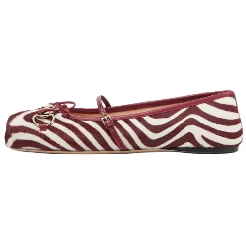 GUCCI Horsebit Flat Mary Jane Shoes Women's Red