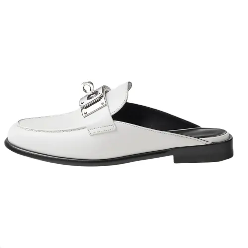 HERMES Lota Closed Toe Slippers Women's White