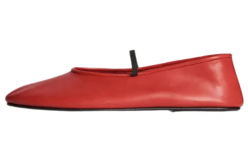 THE ROW Leather Flat Ballet Flat Shoes Women's Red