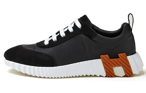 HERMES Bouncing Leather Low top Casual Shoes Women's Black