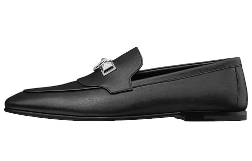 HERMES Blaise Leather Goatskin Casual Shoes Men's Black