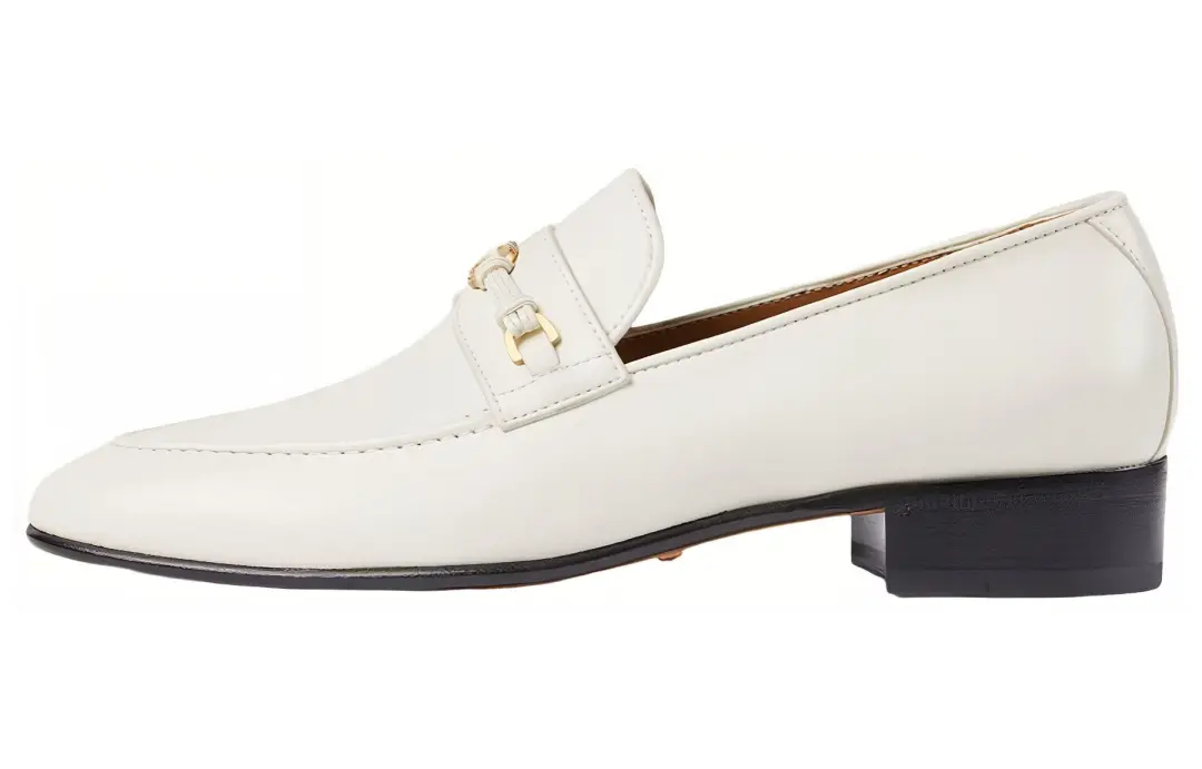 GUCCI Horsebit Leather Loafers Women's White