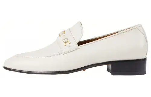 GUCCI Horsebit Leather Loafers Women's White