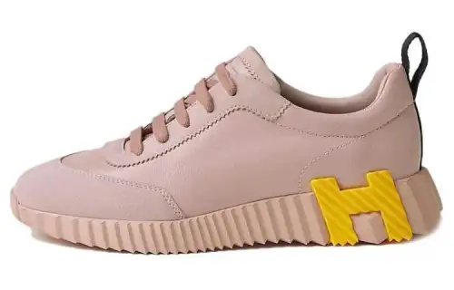 HERMES Bouncing Leather Low top Casual Shoes Women's Pink