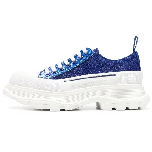 Alexander McQueen Alexander McQueen Tread Slick fabric leather sequins lace-up low-top lifestyle shoes women's white blue