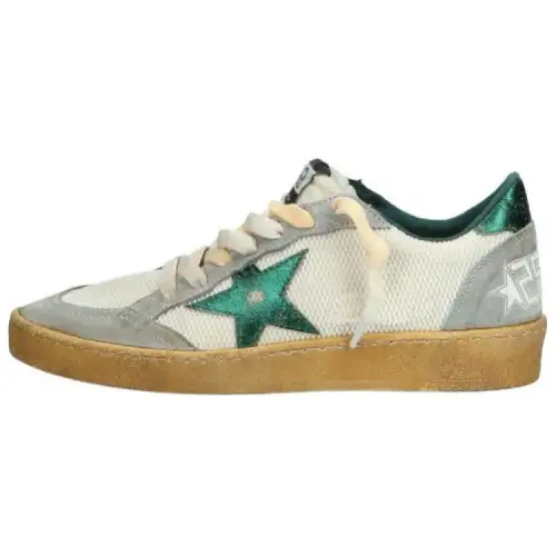 Golden Goose Ball Star Textile, Leather Stylish Skateboarding Shoes Women's Gray White Distressed