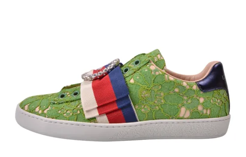 GUCCI ACE Low top Stylish Skateboarding Shoes Women's Green
