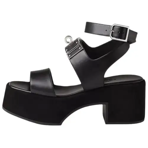 HERMES Lola One Strap Sandals 7.5cm Women's Black