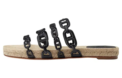 HERMES Ancone Slide Slippers Women's Black