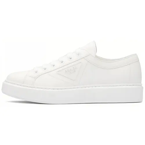 PRADA Soft Calf Leather Low top Stylish Skateboarding Shoes Men's White