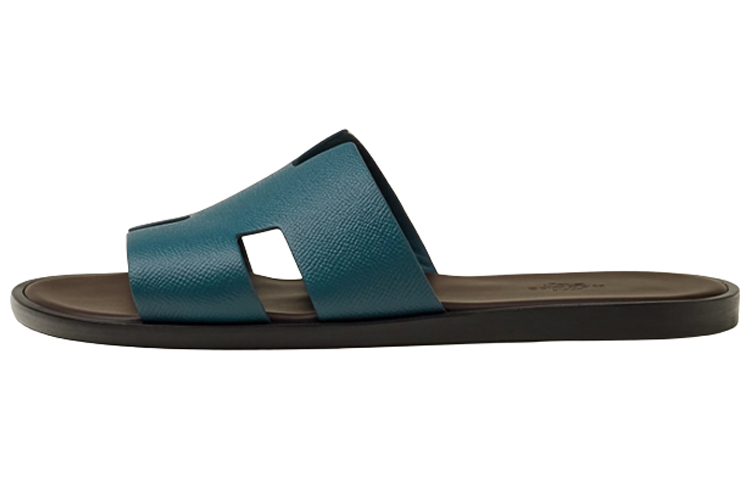 HERMES Izmir Sandal Bleu Canard Marron Ã