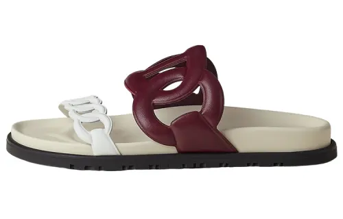 HERMES Extra Rubber Sole Slide Slippers Women's Red White