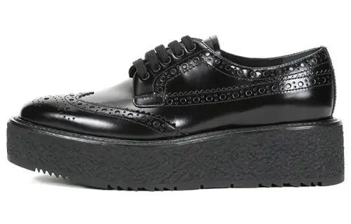 PRADA Leather Casual Shoes Women's Black