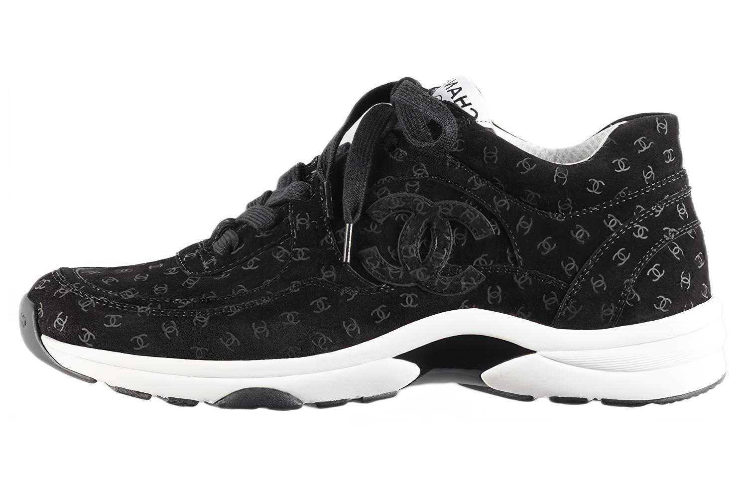 Женские кроссовки Chanel Cowhide Printed Sneakers (черные)