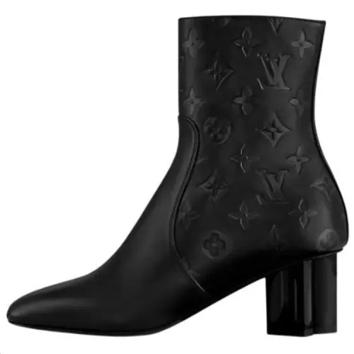 LOUIS VUITTON Silhouette Calfskin Ankle Boots 6CM Women's Black