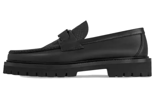 LOUIS VUITTON Major Cow Leather Loafers Men's Black
