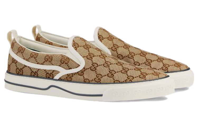 Мужские кеды Gucci Tennis 1977 (коричнево-желтые) — фото 3