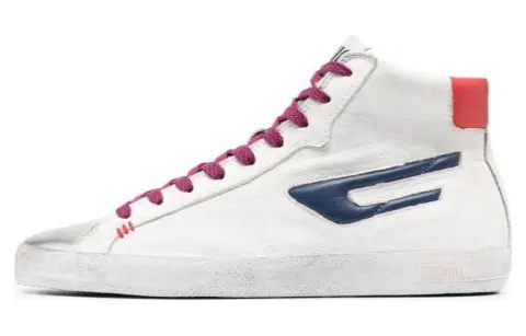 DIESEL Calfskin High top Skateboard Shoes Men's White