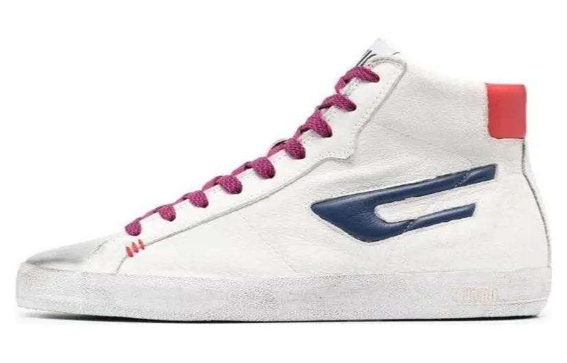 DIESEL Calfskin High top Skateboard Shoes Men's White