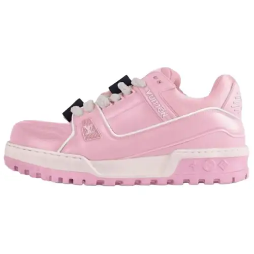 LOUIS VUITTON Trainer Maxi LOVE Component Logo Cow Leather Low top Skateboard Shoes Men's Pink